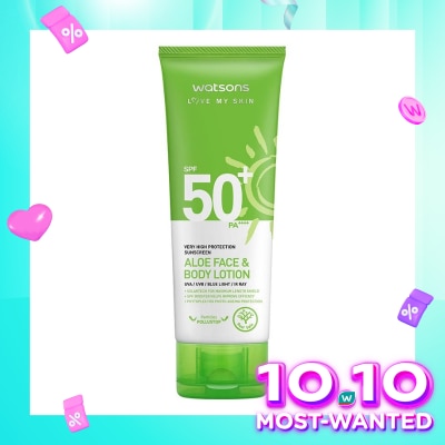 WATSONS Very High Protection Sunscreen Aloe Face Body Lotion SPF50+ PA++++ 100ml