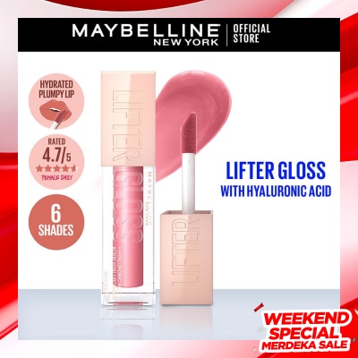 MAYBELLINE Lifter Gloss - Lip Gloss Plump MakeUp dengan Hyaluronic Acid 005 Petal