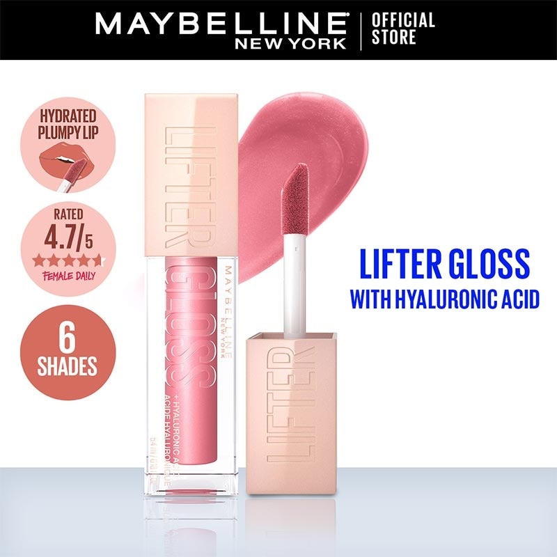 MAYBELLINE Lifter Gloss - Lip Gloss Plump MakeUp dengan Hyaluronic Acid 005 Petal