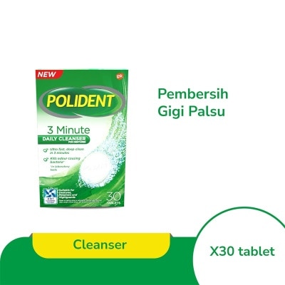 POLIDENT 3 Minutes Daily Cleanser for Dentures Tablet 30'S