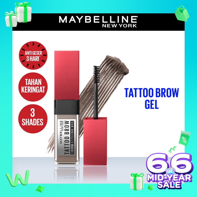 Promo Harga Maybelline Tattoo Brow 3 Days Styling Gel Grey Brown  - Watsons