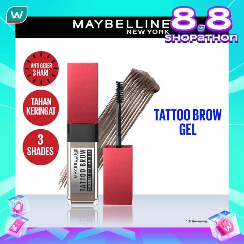Promo Harga Maybelline Tattoo Brow 3 Days Styling Gel Grey Brown  - Watsons