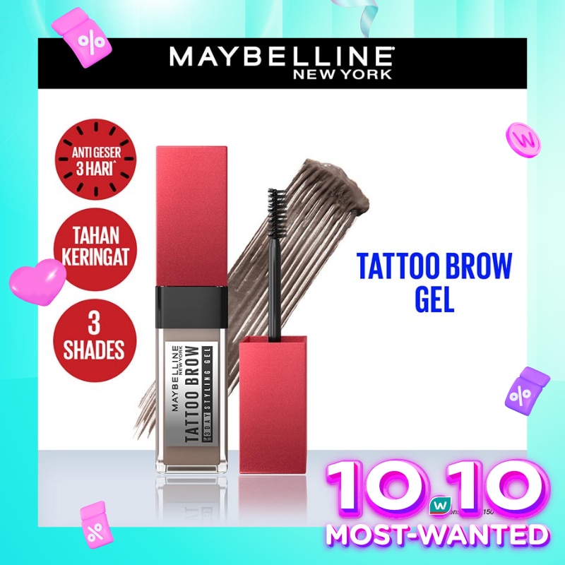 Promo Harga Maybelline Tattoo Brow 3 Days Styling Gel Grey Brown  - Watsons