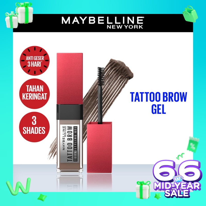 Promo Harga Maybelline Tattoo Brow 3 Days Styling Gel Med Brown  - Watsons