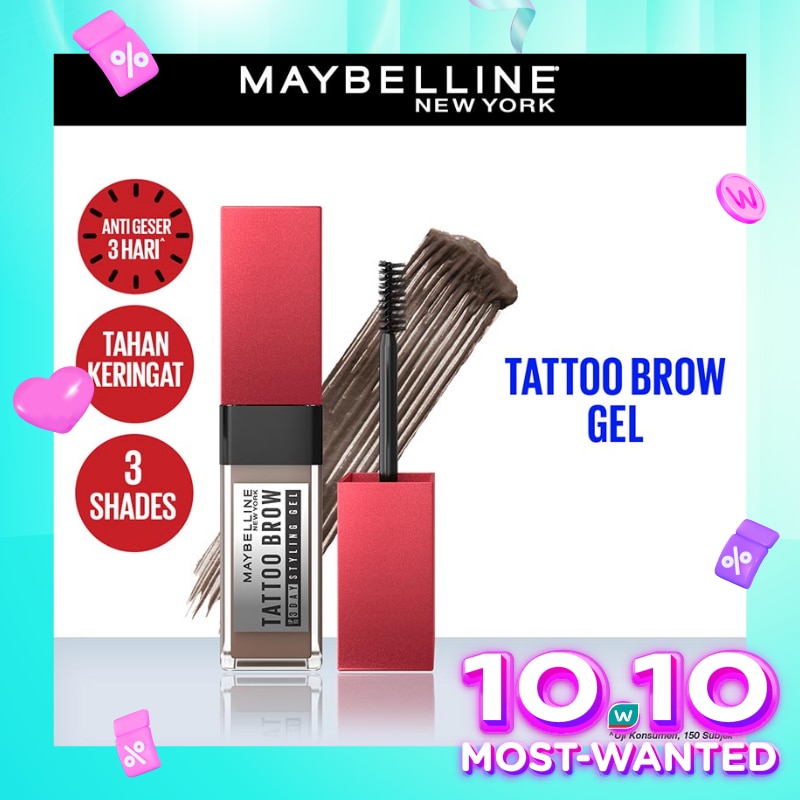 Promo Harga Maybelline Tattoo Brow 3 Days Styling Gel Med Brown  - Watsons