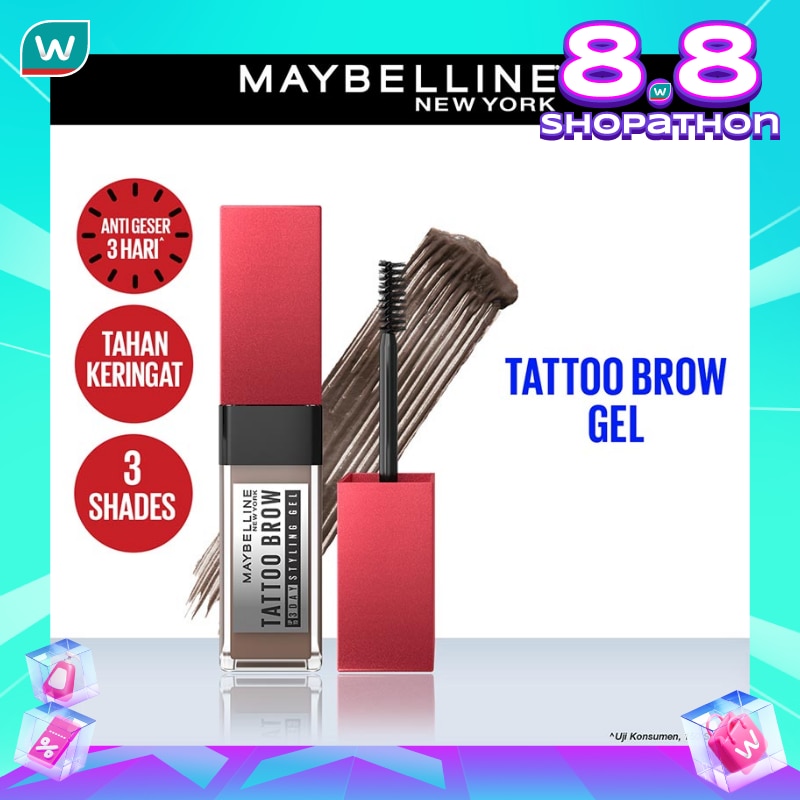 Promo Harga Maybelline Tattoo Brow 3 Days Styling Gel Med Brown  - Watsons