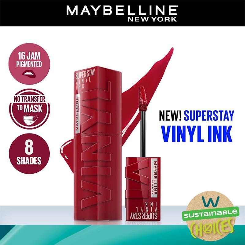 MAYBELLINE Superstay Vinyl Ink Tint 10 Lippy - LipTint Transferproof &. Tahan Lama 16 Jam