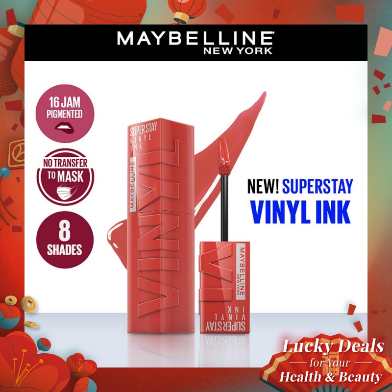 MAYBELLINE Superstay Vinyl Ink Tint 60 Mischievous- LipTint Transferproof &. Tahan Lama 16 Jam