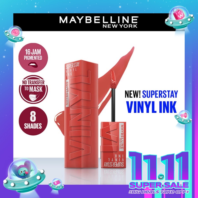 MAYBELLINE Superstay Vinyl Ink Tint 60 Mischievous- LipTint Transferproof &. Tahan Lama 16 Jam