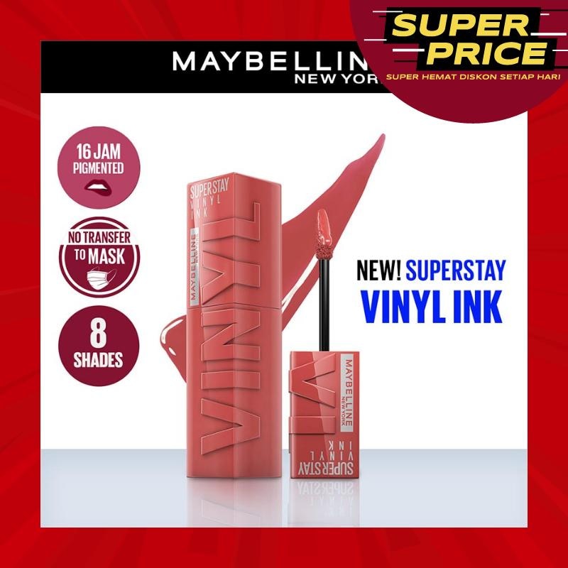 MAYBELLINE Superstay Vinyl Ink Tint 65 Saucy - LipTint Transferproof & Tahan Lama 16 Jam