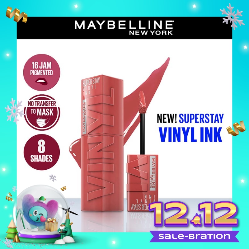 MAYBELLINE Superstay Vinyl Ink Tint 65 Saucy - LipTint Transferproof &. Tahan Lama 16 Jam