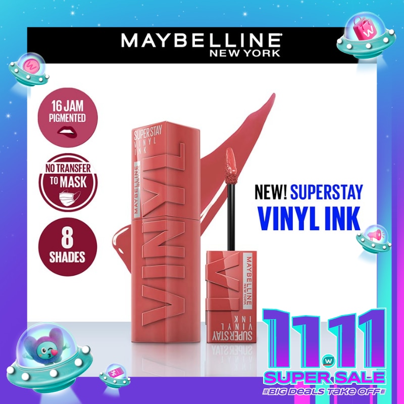 MAYBELLINE Superstay Vinyl Ink Tint 65 Saucy - LipTint Transferproof &. Tahan Lama 16 Jam