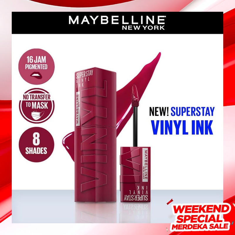 MAYBELLINE Superstay Vinyl Ink Tint 30 Unrivaled - LipTint Transferproof &. Tahan Lama 16 Jam