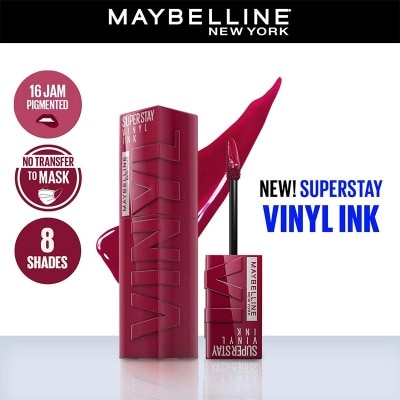 MAYBELLINE Superstay Vinyl Ink Tint 30 Unrivaled - LipTint Transferproof & Tahan Lama 16 Jam