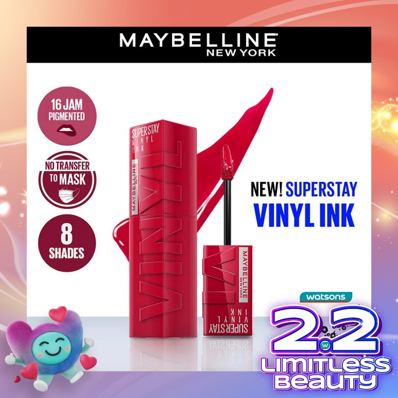 MAYBELLINE Superstay Vinyl Ink Tint 50 Wicked - LipTint Transferproof &. Tahan Lama 16 Jam