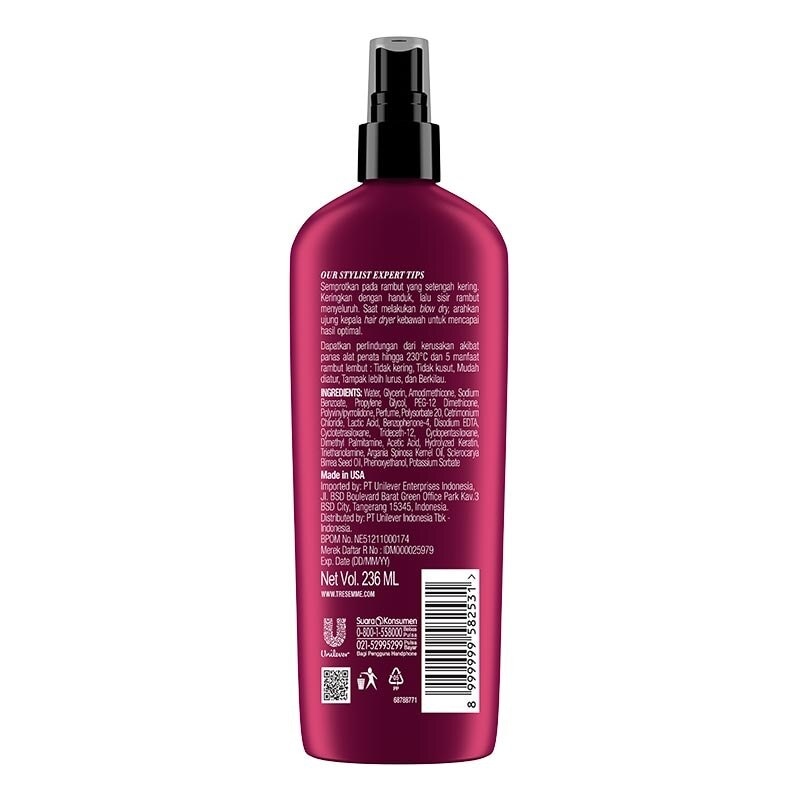 Keratin Smooth Heat Protection Spray with Marula Oil for Dry Hair 236ML
