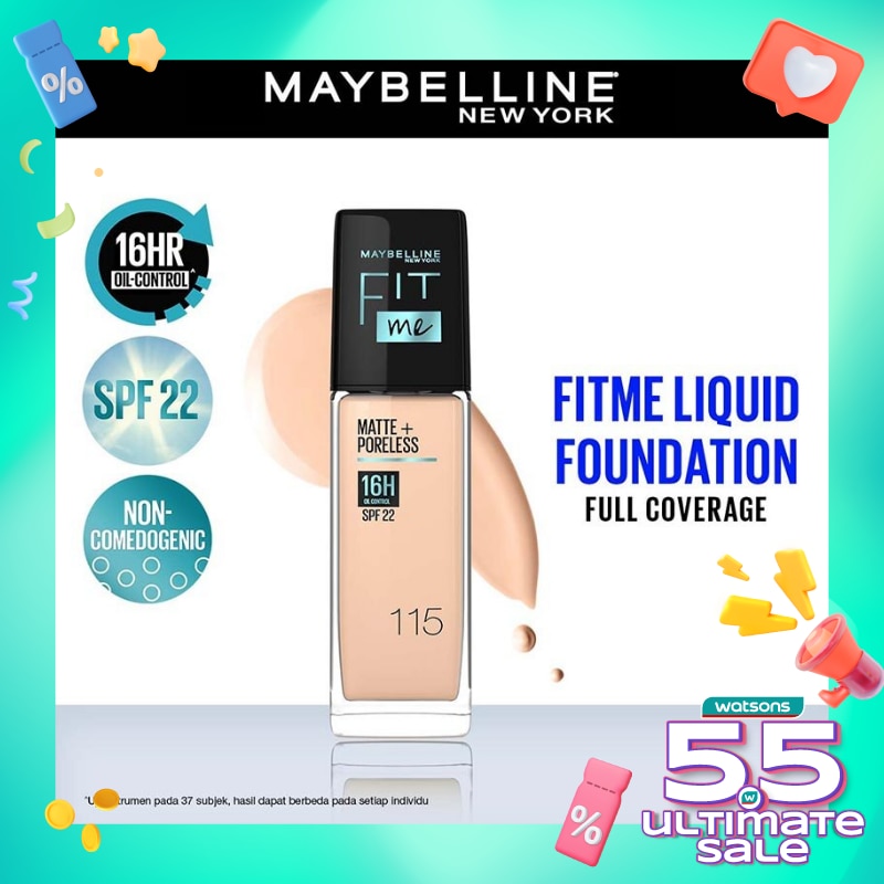 MAYBELLINE Fit Me! Matte + Poreless Liquid Matte Foundation Pump 115 -Ivory