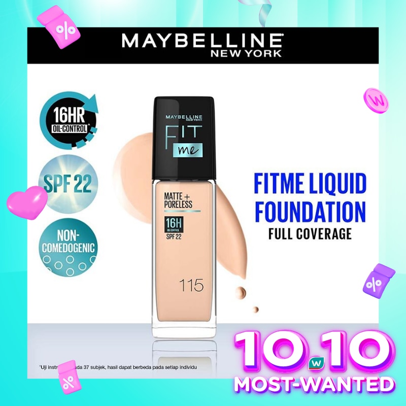 Promo Harga Maybelline Fit Me! Matte + Poreless Liquid Matte Foundation 115 Ivory 30 ml - Watsons