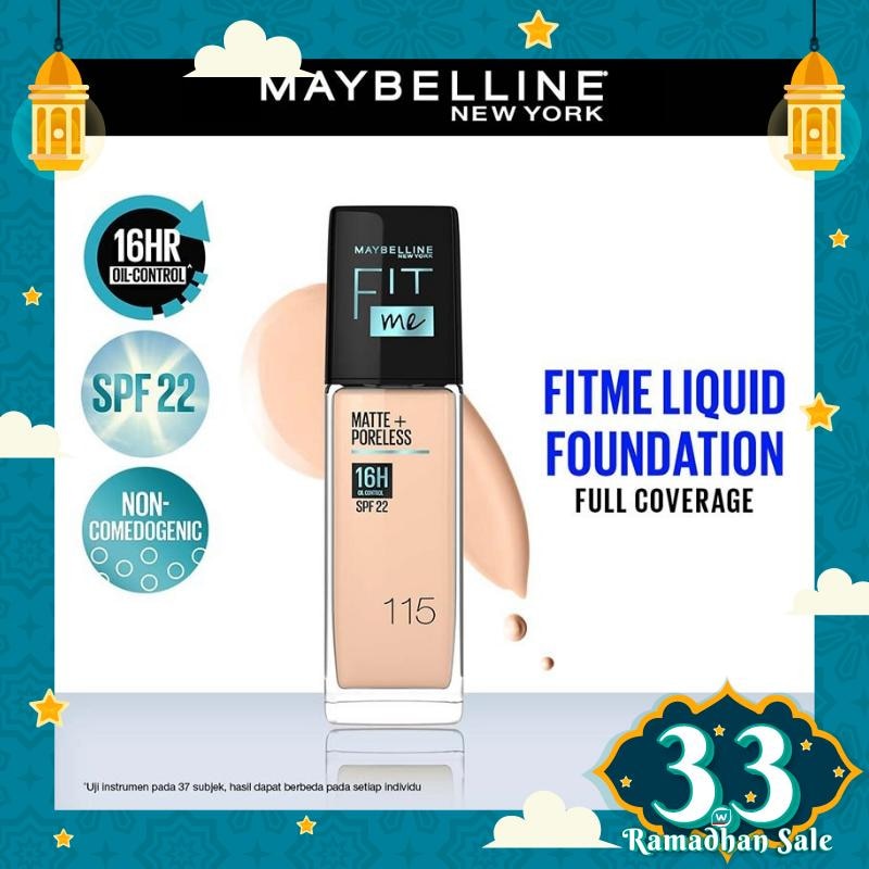 Promo Harga Maybelline Fit Me! Matte + Poreless Liquid Matte Foundation 115 Ivory 30 ml - Watsons