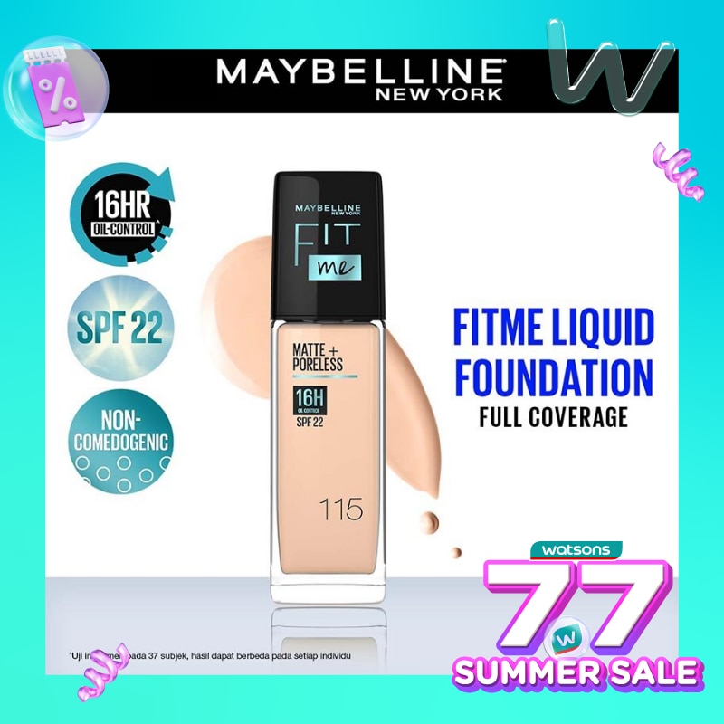 Promo Harga Maybelline Fit Me! Matte + Poreless Liquid Matte Foundation 115 Ivory 30 ml - Watsons