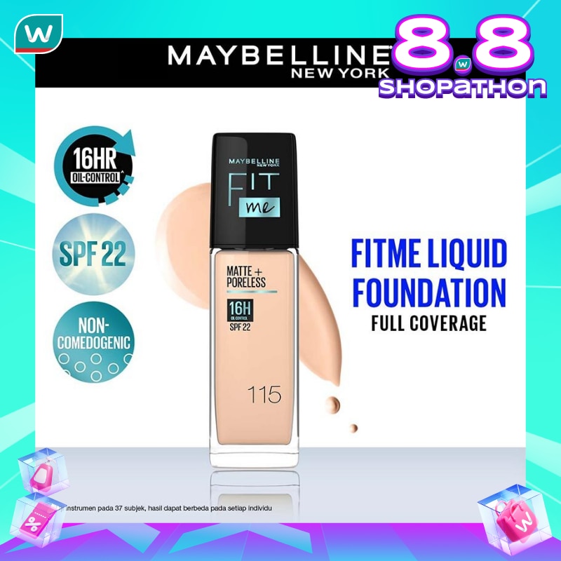 Promo Harga Maybelline Fit Me! Matte + Poreless Liquid Matte Foundation 115 Ivory 30 ml - Watsons