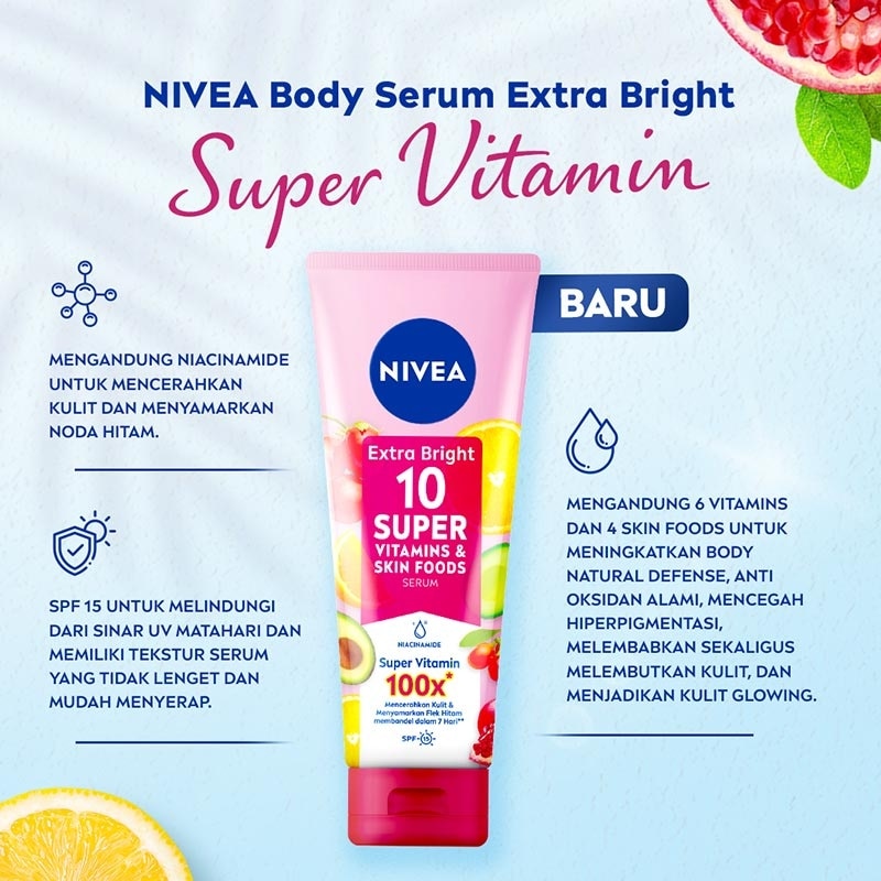 Nivea Body Serum Extra Bright 10 Super Vitamins SPF15 180ml