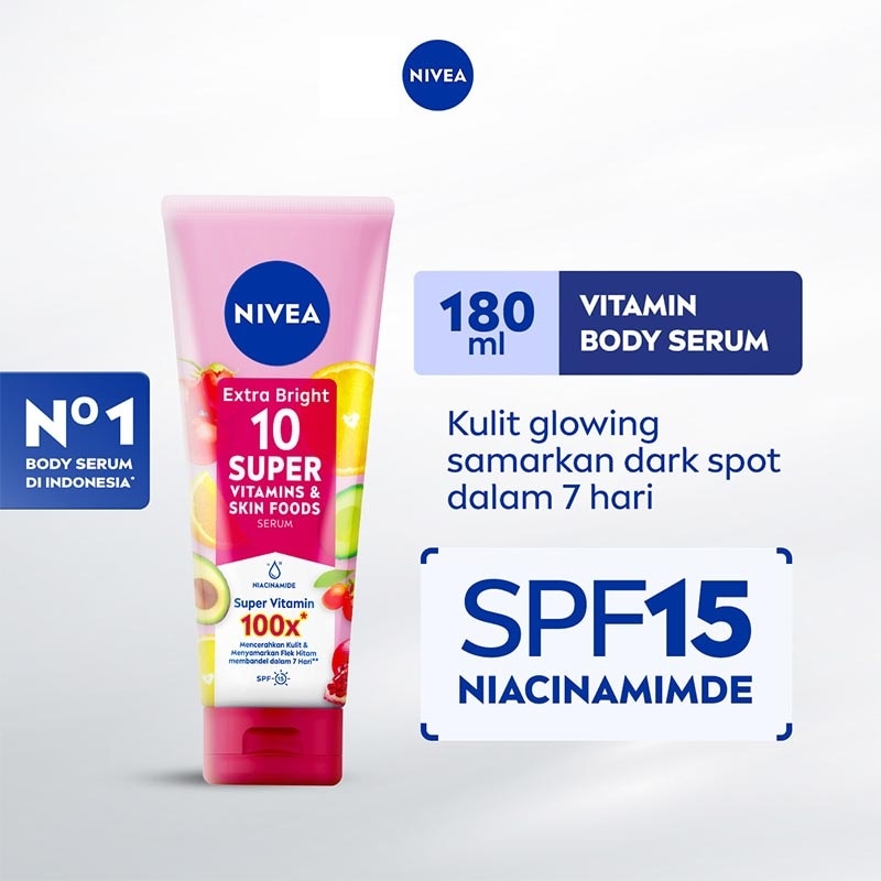 Nivea Body Serum Extra Bright 10 Super Vitamins SPF15 180ml