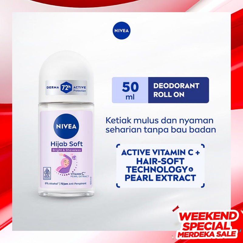 Nivea Deodorant Roll On Hijab Soft Bright & Shaveless 50ml