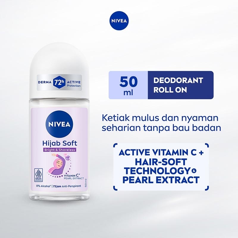 Promo Harga Nivea Deo Roll On Bright Hijab Soft 50 ml - Watsons