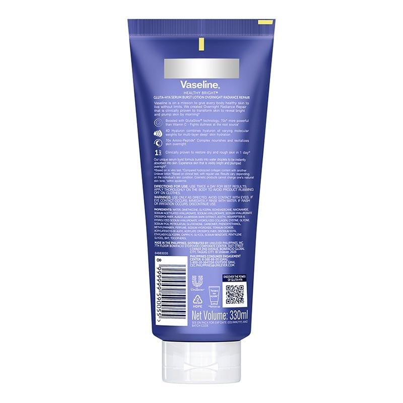 Vaseline Gluta-Hya Serum Lotion Overnight 330 Ml