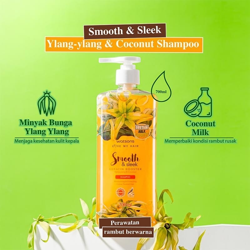 Watsons Smooth & Sleek Ylang-Ylang & Coconutt Shampoo 700Ml