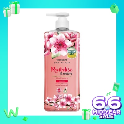 WATSONS Watsons Revitalise & Restore Sakura & Strawberry Shampoo 700Ml
