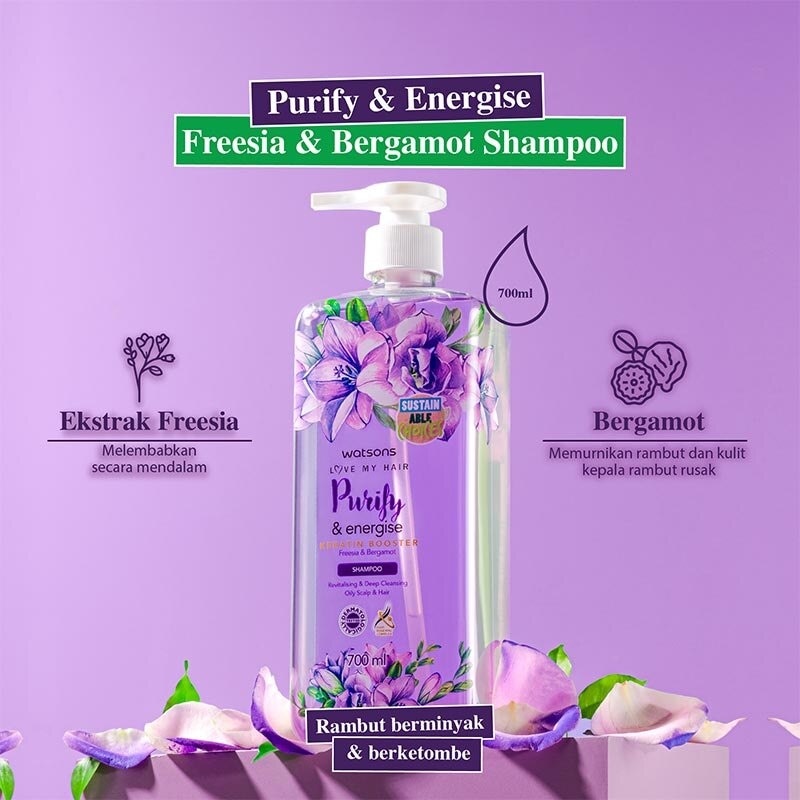 Watsons Purify & Energise Freesia & Bergamot Shampoo 700Ml