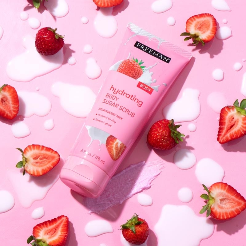 Freeman Hydrating Strawberry Milk Body Sugar Scrub 175ml