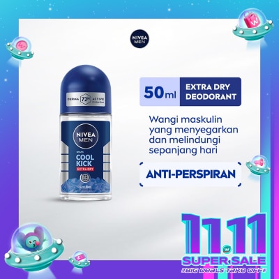 NIVEA Nivea Men Deodorant Roll On Cool Kick Extra Dry Cool Blue 50ml