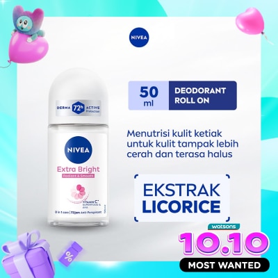 NIVEA Nivea Deodorant Roll On Extra Brightening 50ml image