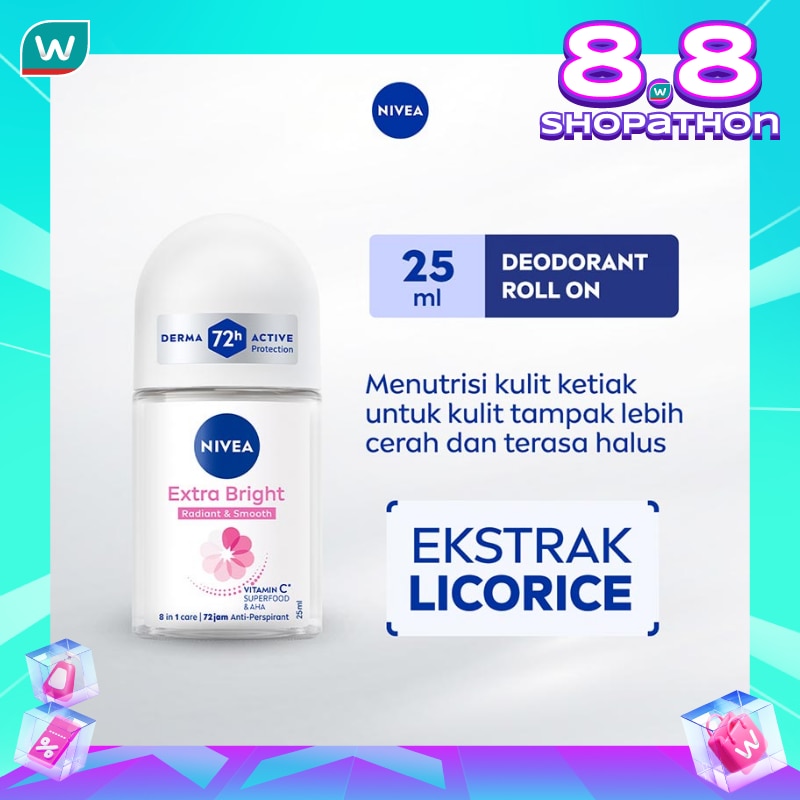 Promo Harga Nivea Deo Roll On Extra Whitening 25 ml - Watsons