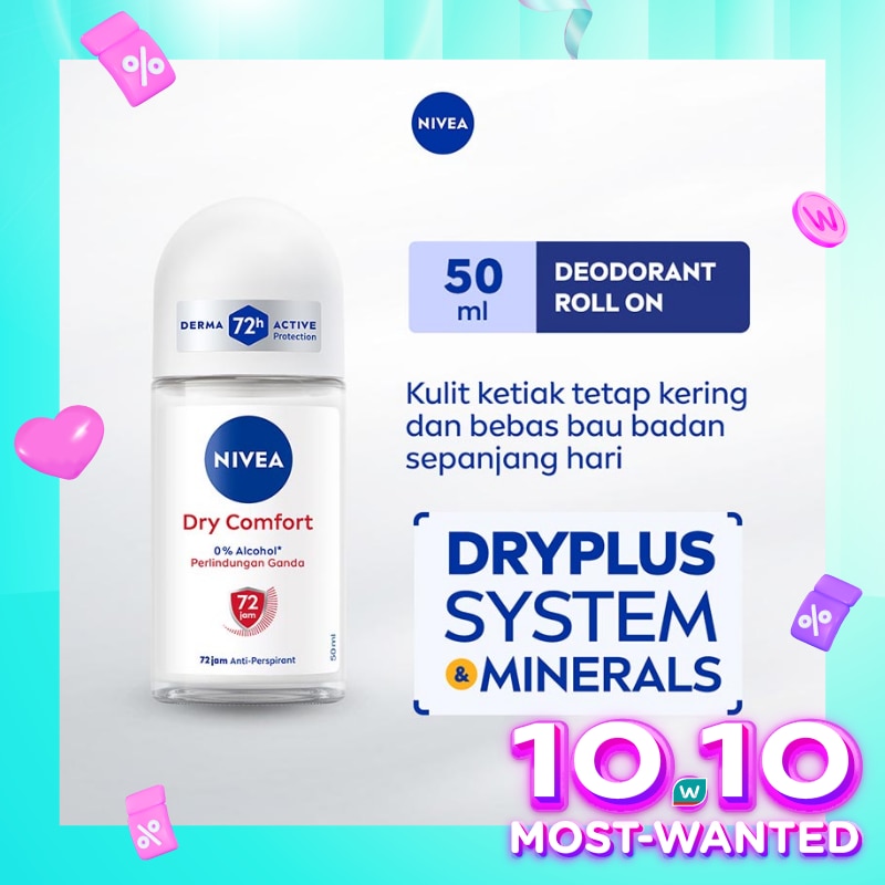 Promo Harga Nivea Deo Roll On Dry Comfort 50 ml - Watsons