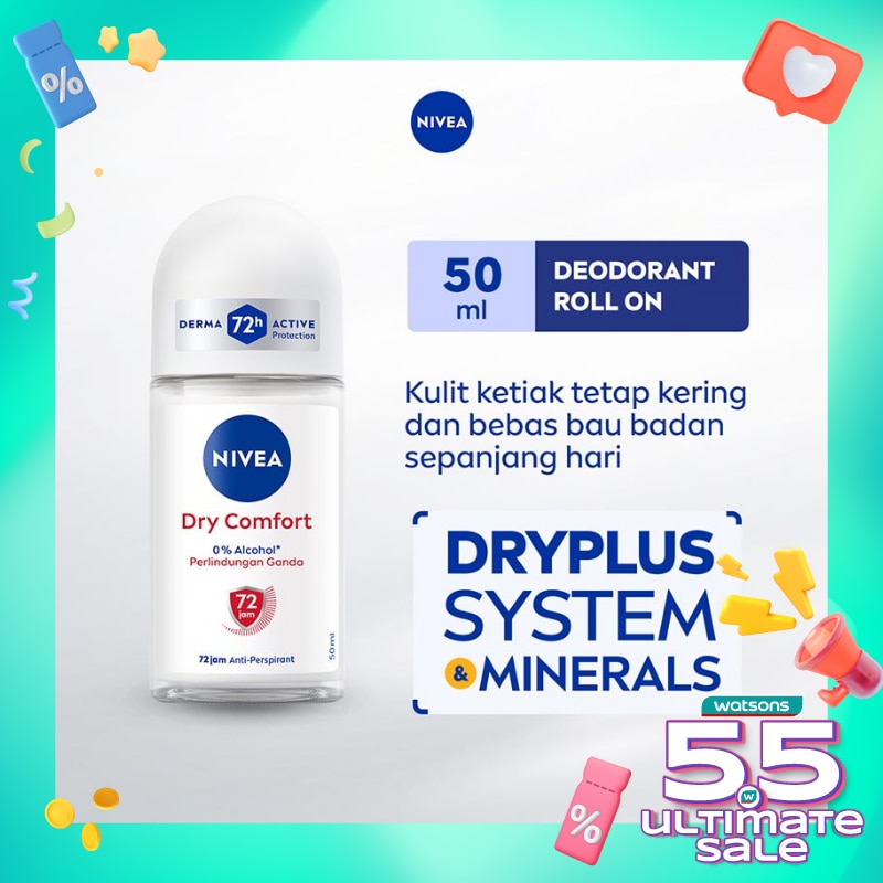 Promo Harga Nivea Deo Roll On Dry Comfort 50 ml - Watsons