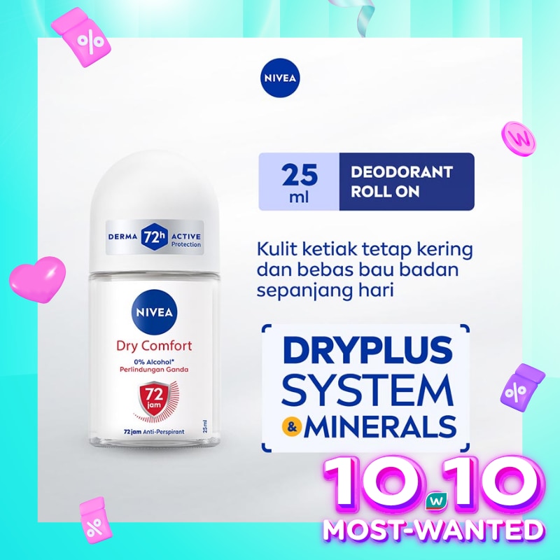 Promo Harga Nivea Deo Roll On Dry Comfort 25 ml - Watsons