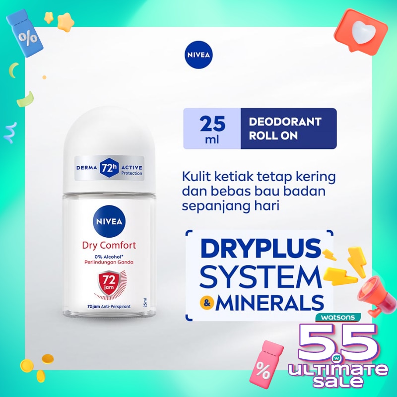 Promo Harga Nivea Deo Roll On Dry Comfort 25 ml - Watsons