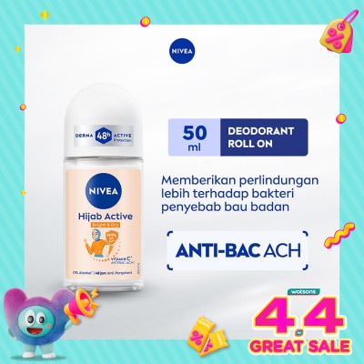 NIVEA - Nivea Deodorant Roll On Hijab Active Bright & Dry 50ml