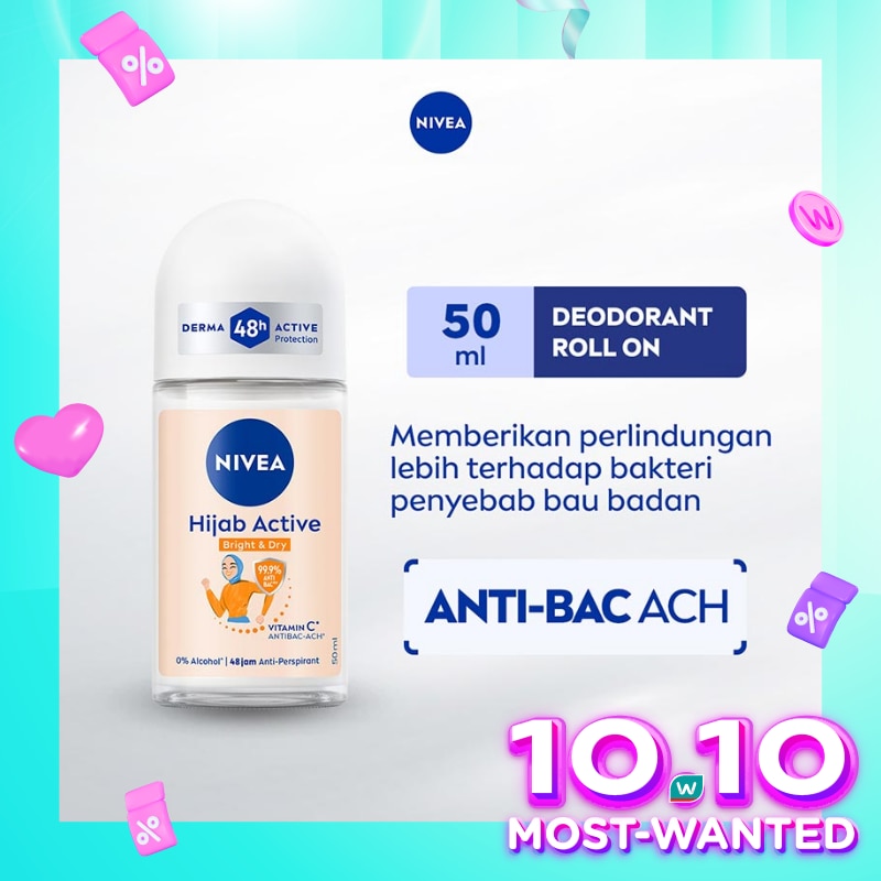 Promo Harga Nivea Deo Roll On Whitening Hijab Fresh 50 ml - Watsons