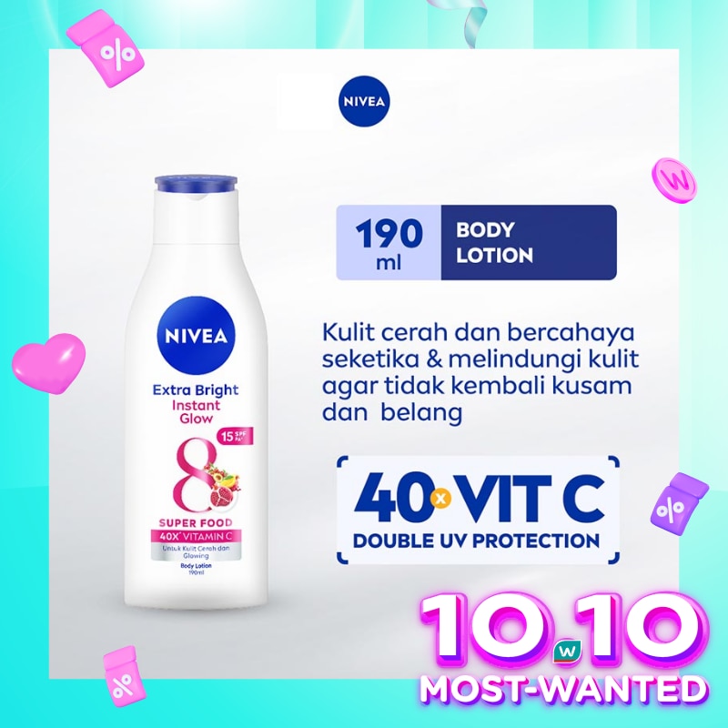 Promo Harga Nivea Body Lotion Extra White Instant Glow 200 ml - Watsons