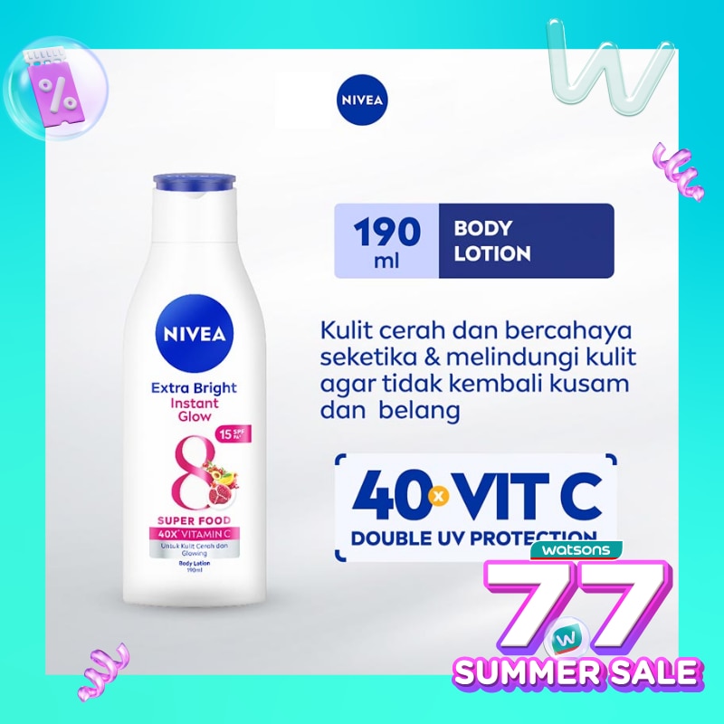 Promo Harga Nivea Body Lotion Extra White Instant Glow 200 ml - Watsons