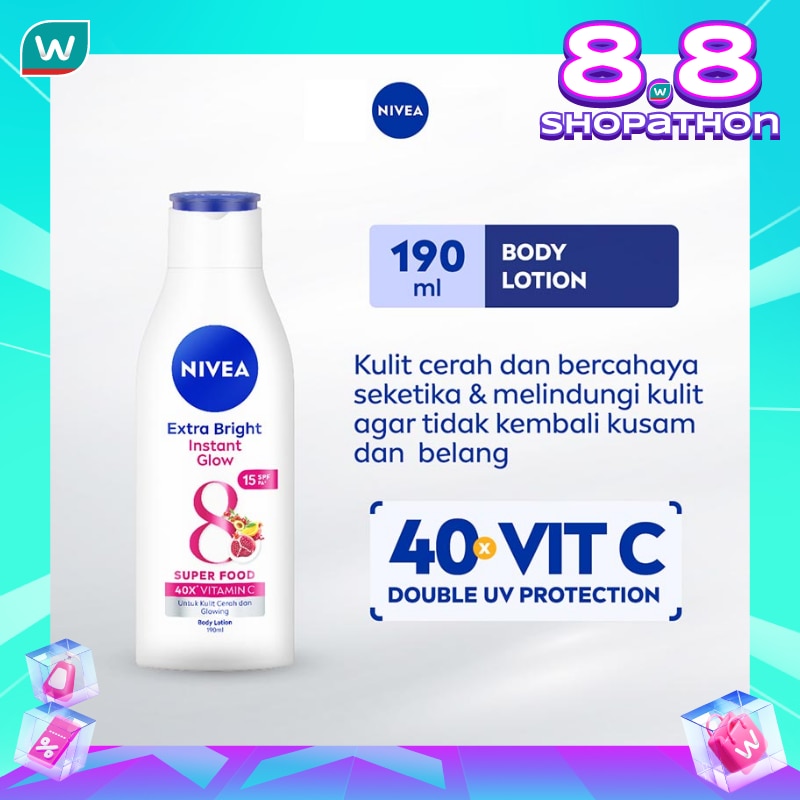 Promo Harga Nivea Body Lotion Extra White Instant Glow 200 ml - Watsons