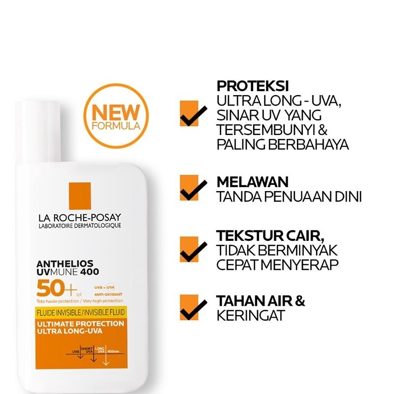 La Roche Posay Anthelios Fluid UVMune 400 SPF 50+ PA++++ 50ml - Sunscreen Kulit Normal/ Sensitif