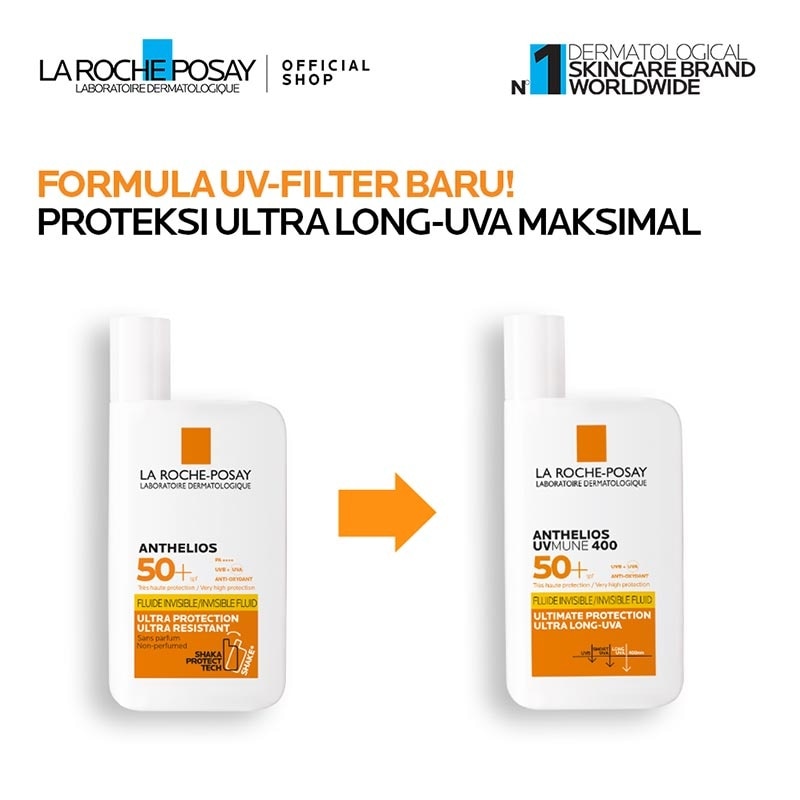 La Roche Posay Anthelios Fluid UVMune 400 SPF 50+ PA++++ 50ml - Sunscreen Kulit Normal/ Sensitif