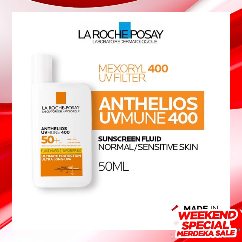 La Roche Posay Anthelios Fluid UVMune 400 SPF 50+ PA++++ 50ml - Sunscreen Kulit Normal/ Sensitif