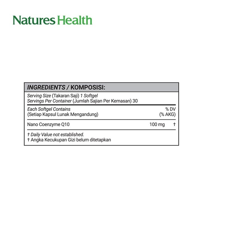Nature'S Health Nano Coq10 100Mg 30'S
